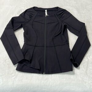 Karma Athleisure Zip Jacket — Black Peplum Fit Sz S